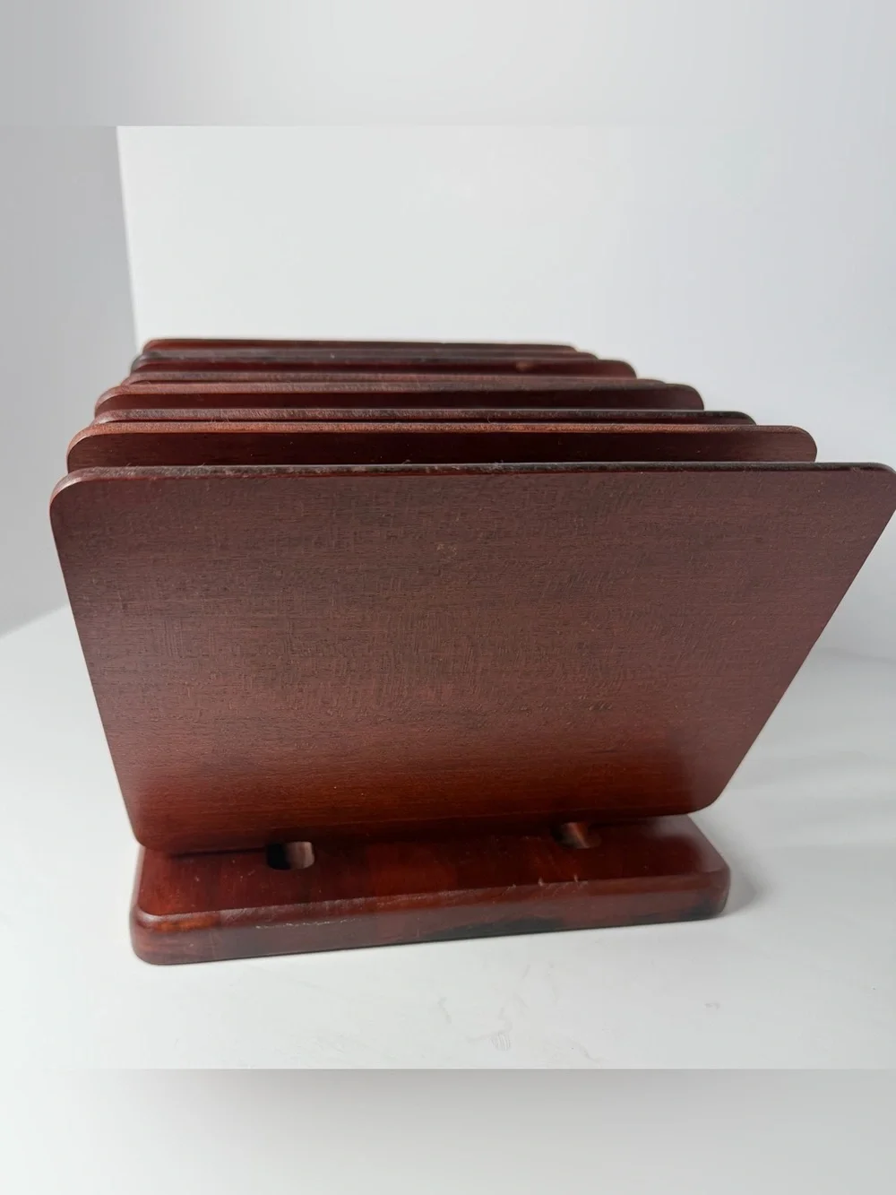 Vintage Wood Levenger Desk Organizer MCM Style 8 Moveable Partitions Retro Rare